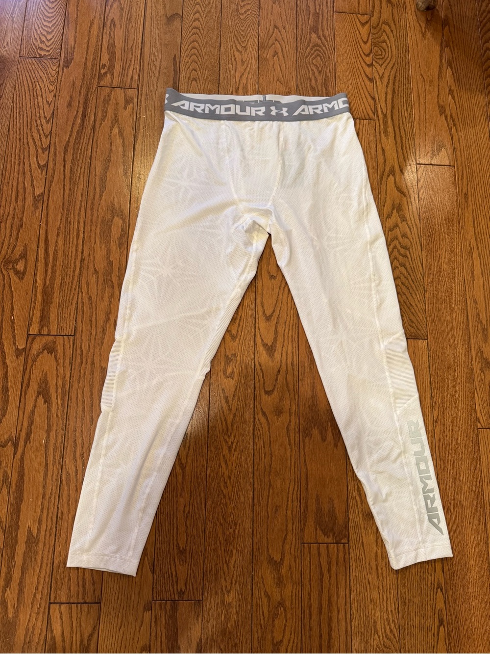 Under Armour Men's White Grey HeatGear Armour Pants, Size XL